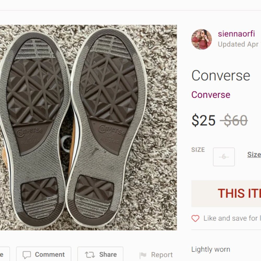 Converse Chuck Taylor All Star low-top sneakers tan light brown canvas. - Picture 3 of 5